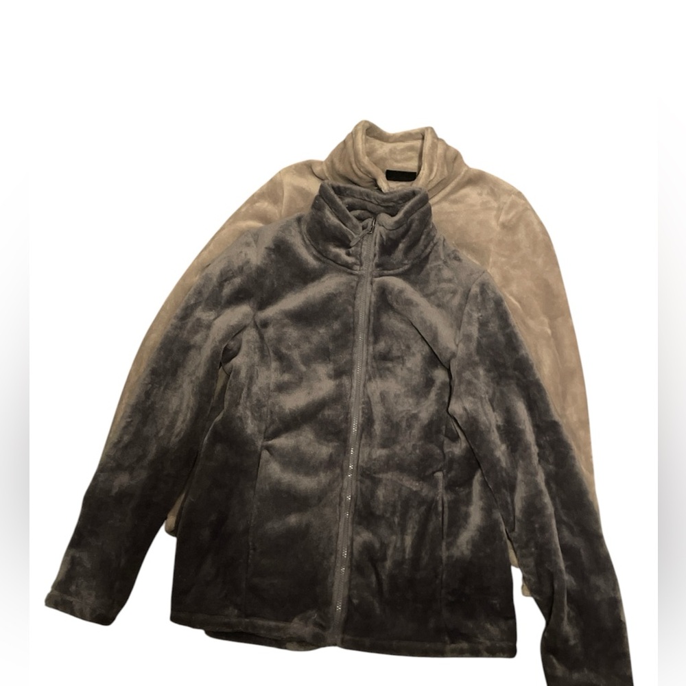 2 Pack: Women's Plush Teddy Jacket - Dark Purple and Light Purple